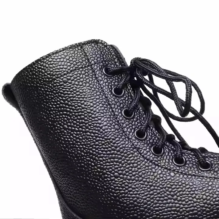 Customized Uniform Tactical Footwear Black Color Leather Boots with Geinuen Leather Training Shoes Black Boots