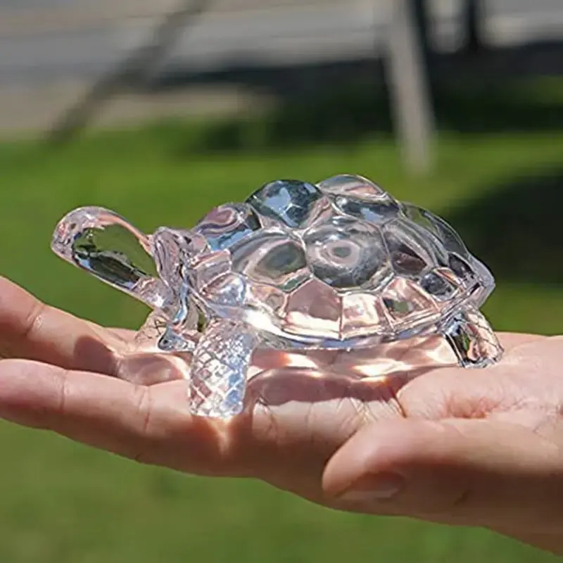 Figurine tortue en cristal miniature de 8,4 cm - Décoration Feng Shui
