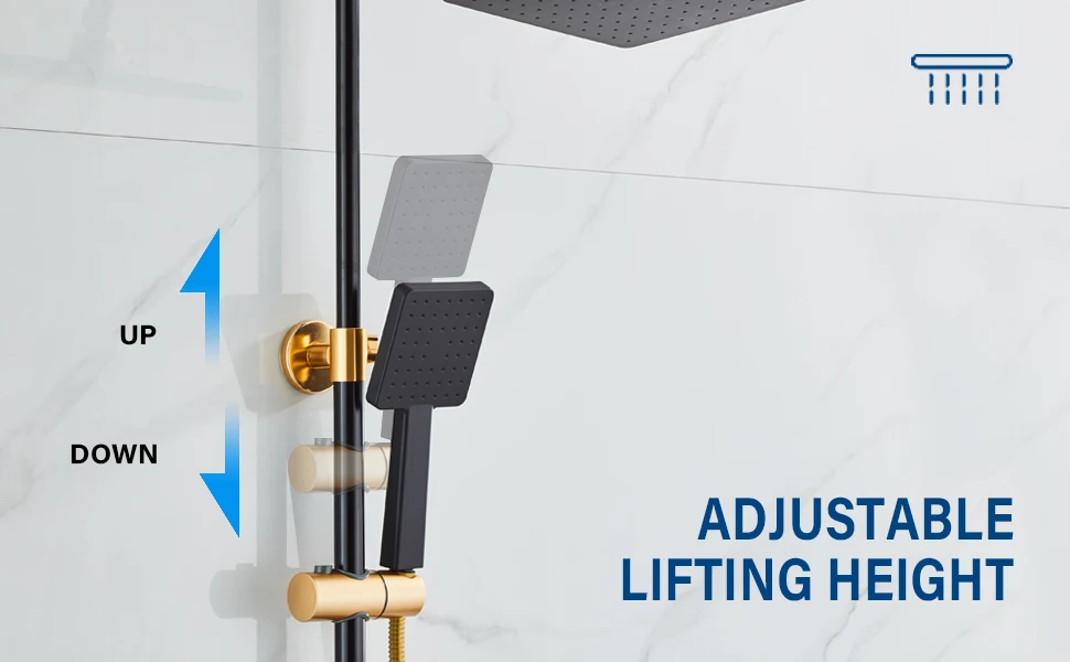 Yundoom Oem Bathroom Shower Set Hot Cold Gold Black Rainfall Luxury