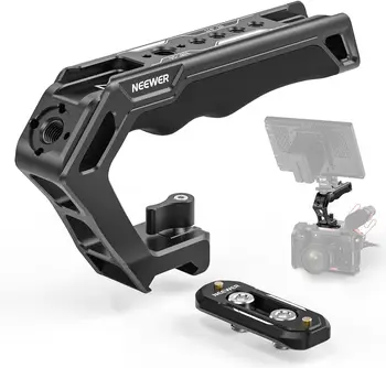 NEEWER Top Handle and NATO Rail Kit, Comfort Silicone Grip with Quick Release NATO Clamp, 3 Cold Shoes and 1/4" 3/8" ARRI