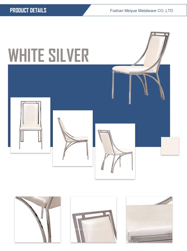 European Style Luxury Dining Metal Chair Stainless Steel Dining Room Furniture Elegant Silver
