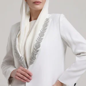 Manufacturer Oem Odm Custom  Dubai Saudi  Modest Womens High End Solid Open Abaya Set Beaded Embroidery Abaya logo