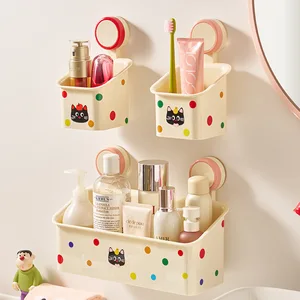 Plastic Wall-Mounted Suction Cup Rack  Sink Mirror Front Wall Drain Storage Box  for Bathroom