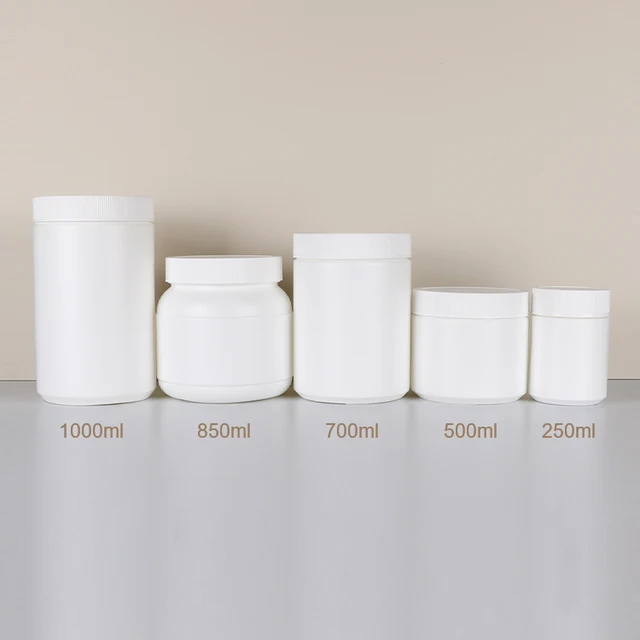 Pharmaceutical Storage Jar Container 250ml 500ml 700ml 850ml 1000ml Plastic Hdpe Bottle For Protein Powder