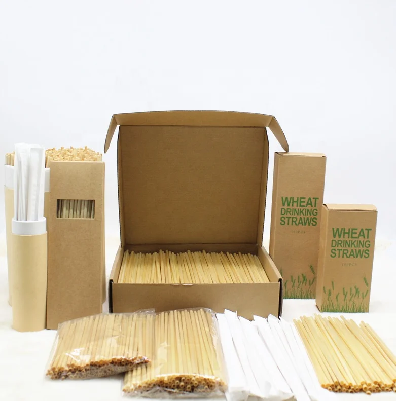 Factory price custom logo organic natural wheat straws wheat drinking straws eco friendly rye straws for sale