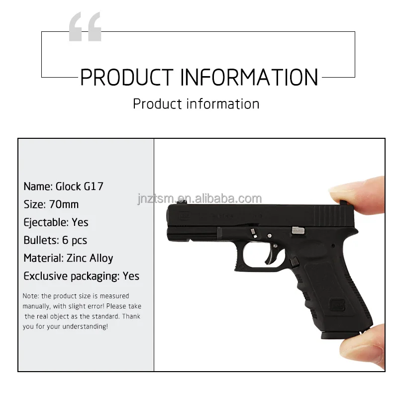Alloy Empire 70mm G17 Pistol Model Gun Keychain for Adults