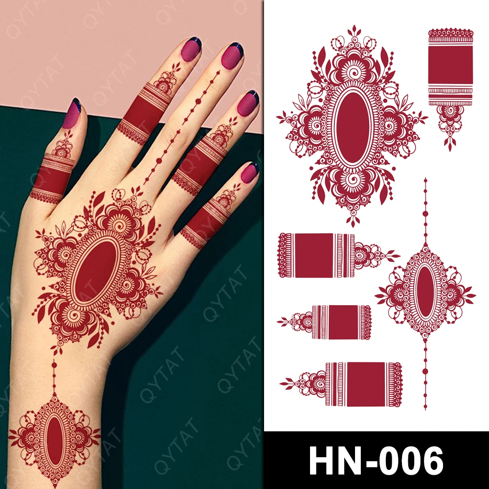 Brown Henna Tattoos Women Waterproof Temporary Henna Sticker for Hand Fake  Tattoo Body Art Lace Mehndi Hena Tatoo - AliExpress