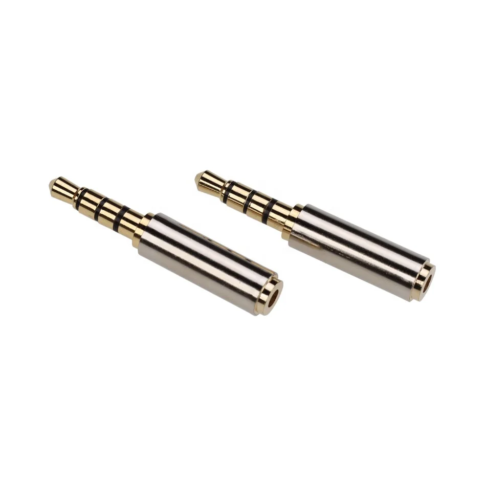 Gold Plated Male Plug to Female Pole Jack Stereo