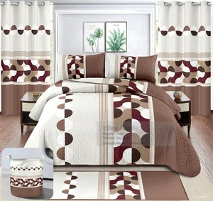 Wholesale Jacquard 8 Piece King Size Bed Sheet Quilt Cover Bedding Luxury Bedroom Set Match Curtain Bedding Set Laundry Basket