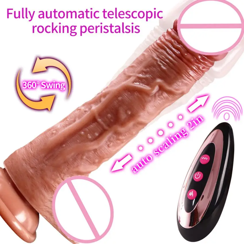 Realistic 18-22cm Thrusting Dildo Vibrator for Women Soft Adult Sex Toys with Heating for Anal Clit & G-Spot Stimulation