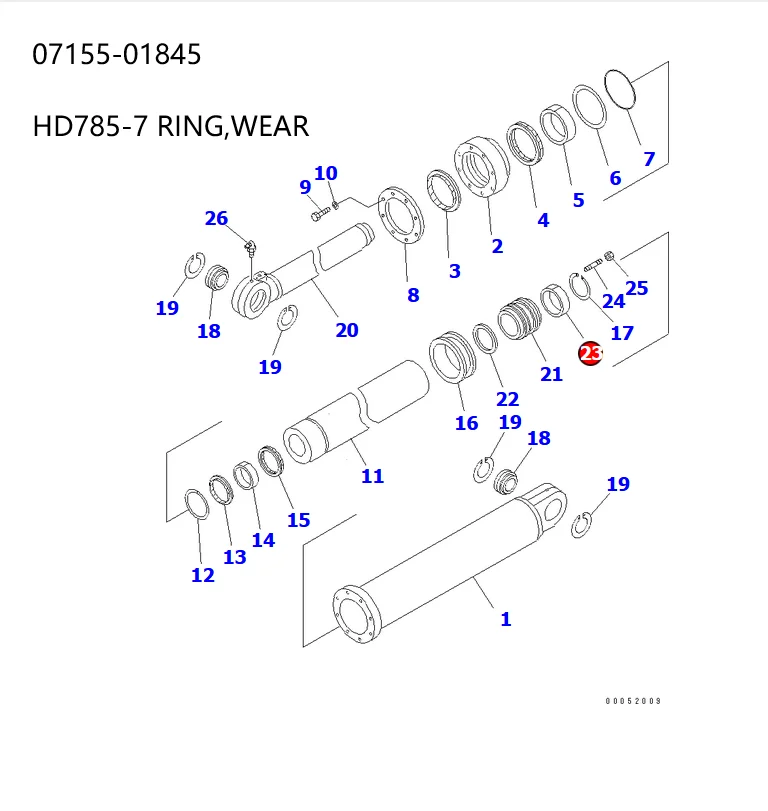 Track Adjuster CYLINDER WEAR RING 07155-02045 for Komatsu