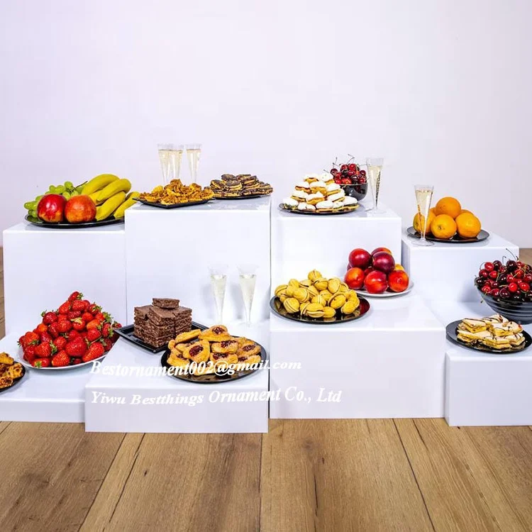 White Unique Buffet Wedding Acrylic Display Event Food Riser Cake Stand