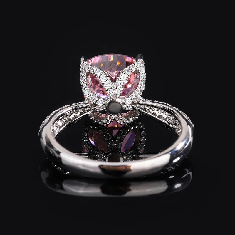S925 Silver Engagement Ring with Main Stone 9*9 Simulated Padparadscha, Zircon Female Fine Jewelry for Women