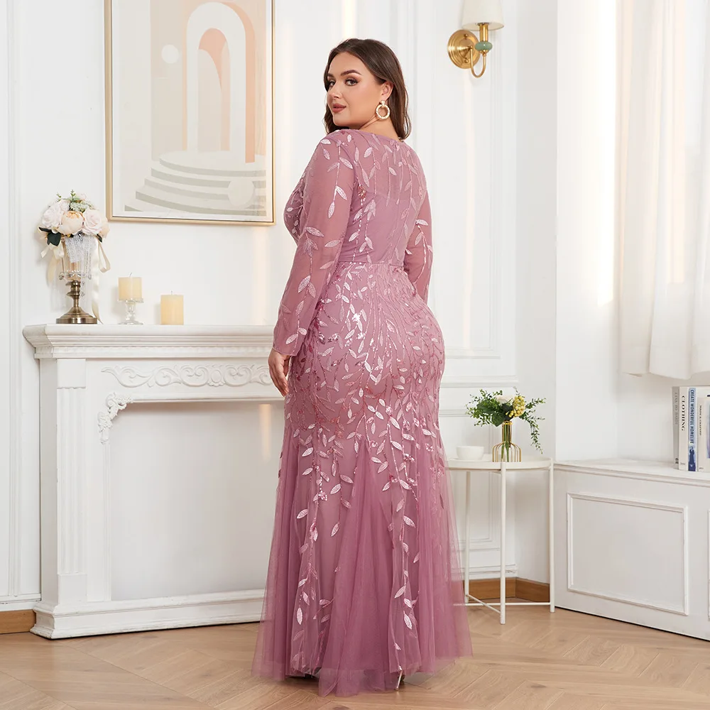 Elegant Plus Size Evening Dresses with Sequin Embroidery