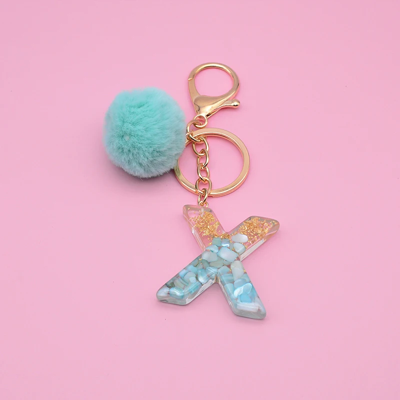 Custom Plush Letter Acrylic Glitter Bag Keychain Holder Cute Plush ...