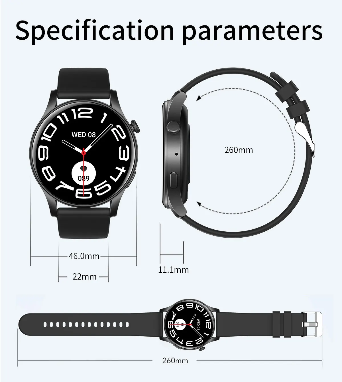 7 heart rate recording fitness smartwatch exercise modes sleep tracking gps tracking alarm clock-11