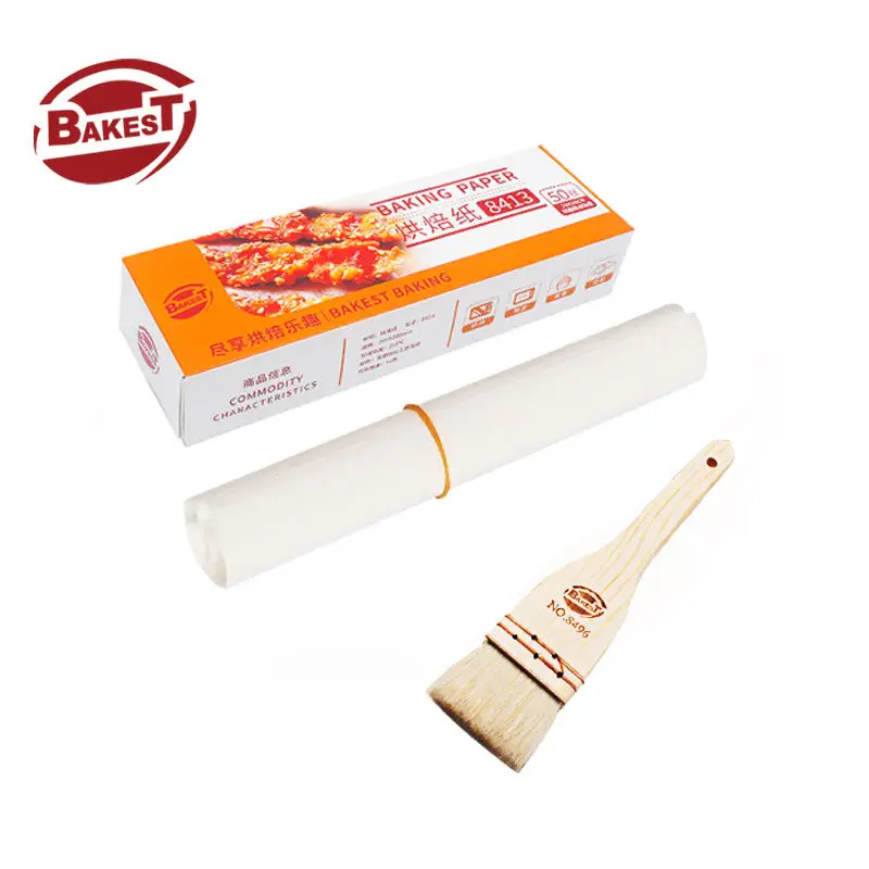Bbq Tools Factory Wholesale 20*30Cm/24*42Cm  White Baking Paper  Oven Paper 50Pcs With Oil Brush