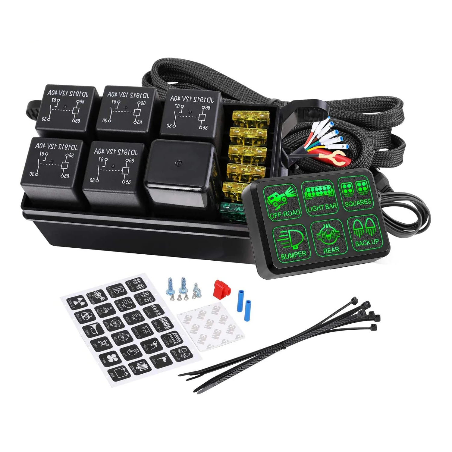 Universal Car Switch Panel Circuit Relay System 6 Gang