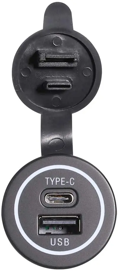 Pannello Caricatore Auto Caricabatteria Rapido Per Auto Con 4 Porte USB-C E PD - Alimentazione 12V-24V, Installazione A Pannello, Ricarica Veloce Per