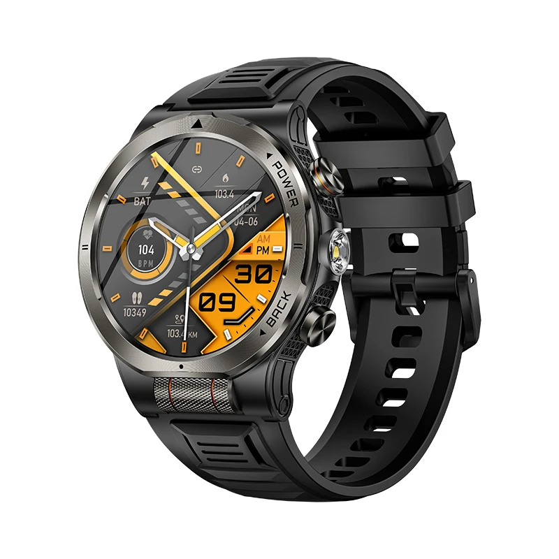 KT91 Smart Watch 1.43inch AMOLED Screen LED Flashlight 1100mAh Large Battery Health Monitor 3ATM Waterproof Sports Watches