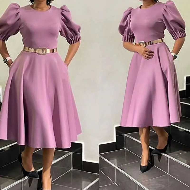 Summer Lovely A Line Pleated Dress Ladies Office Dress African Women