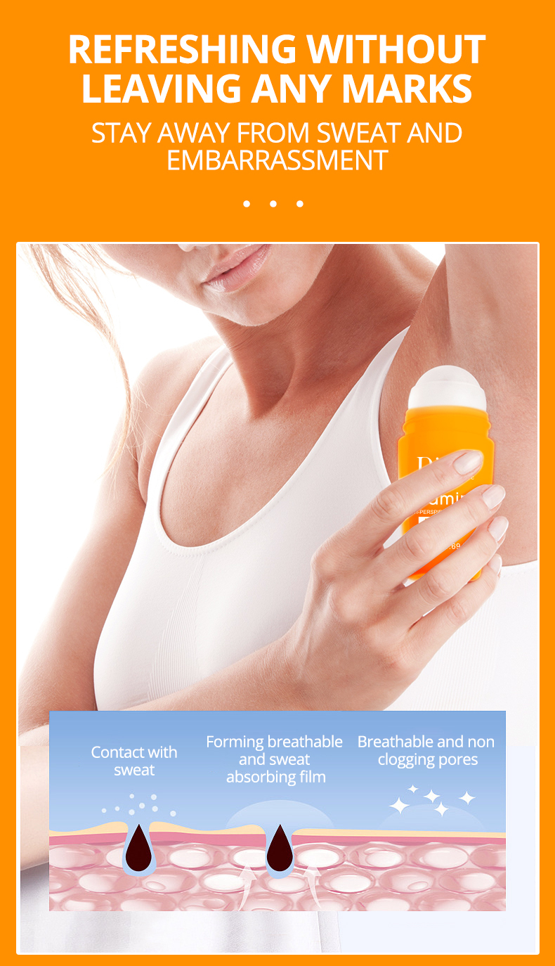 Disaar Vitamin C Solid Stick Roll on Orange Vitamin C Cleansing Antiperspirant Stick Roll on for Body Underarm