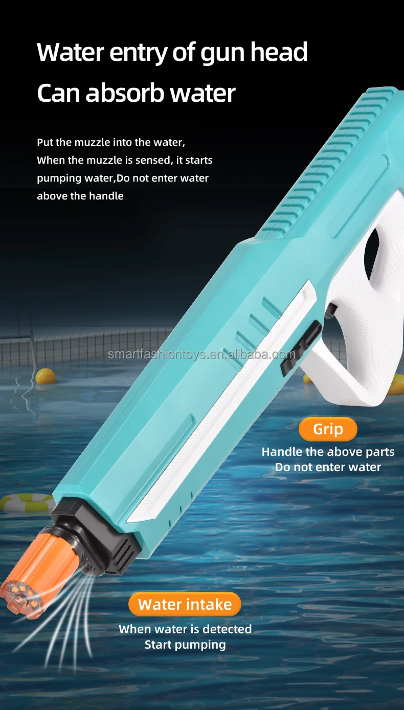 2024 Outdoor Shooting Electric Water Gun With Water Absorption Flashing ...