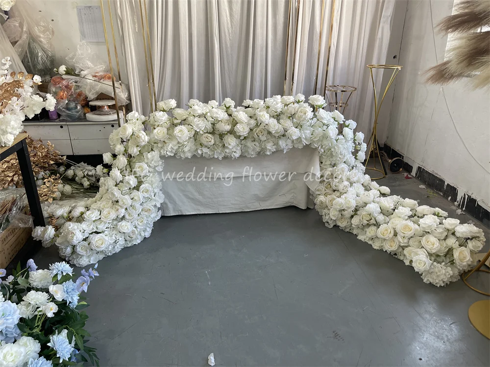 IFG Wholesale 12ft Long Size Silk Floral White Table Flower Runner for ...