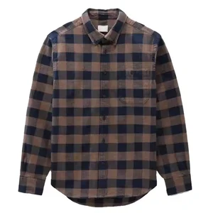 Factory Custom Logo Poly Cotton Long Sleeve Hi Vis Workwear Working Men Uniforms Industry Work Plaid Shirts Clothes for Men