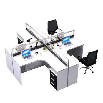 Combination Office Furniture Simple Modern 4/ 6 Person Office Desk Work ...