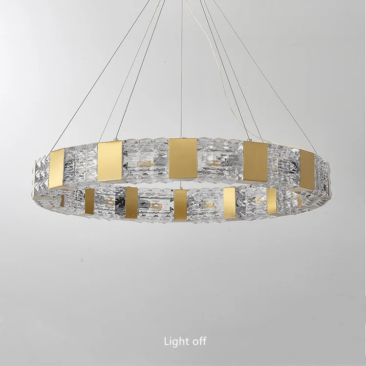 Light luxury circle brass special glass pendant Chandeliers modern living room round pendant light