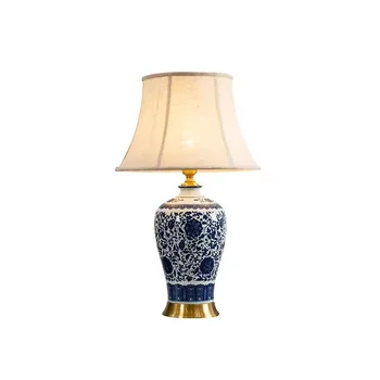 Chinese Style Antique Ceramic Lamp Blue and White Porcelain Table Lamp Luxury Design Retro LED Table Light for Home Hotel Decor