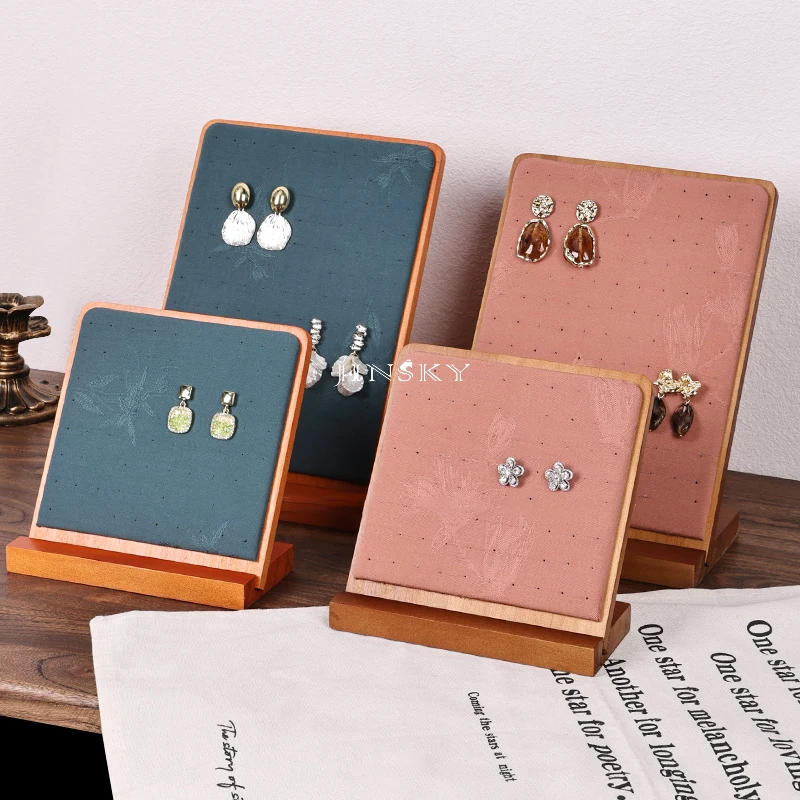 Jinsky Earring Display Board Vertical Solid Wooden Earring Display Stand Commercial Storage Earring Stand Jewelry Props in Stock