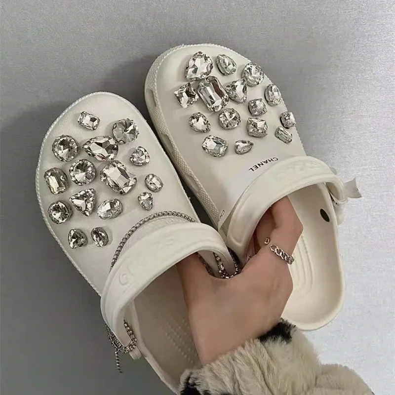 Chanel inspired Crocs🖤💎💛 in 2023  Crocs fashion, Bedazzled shoes diy,  Designer crocs