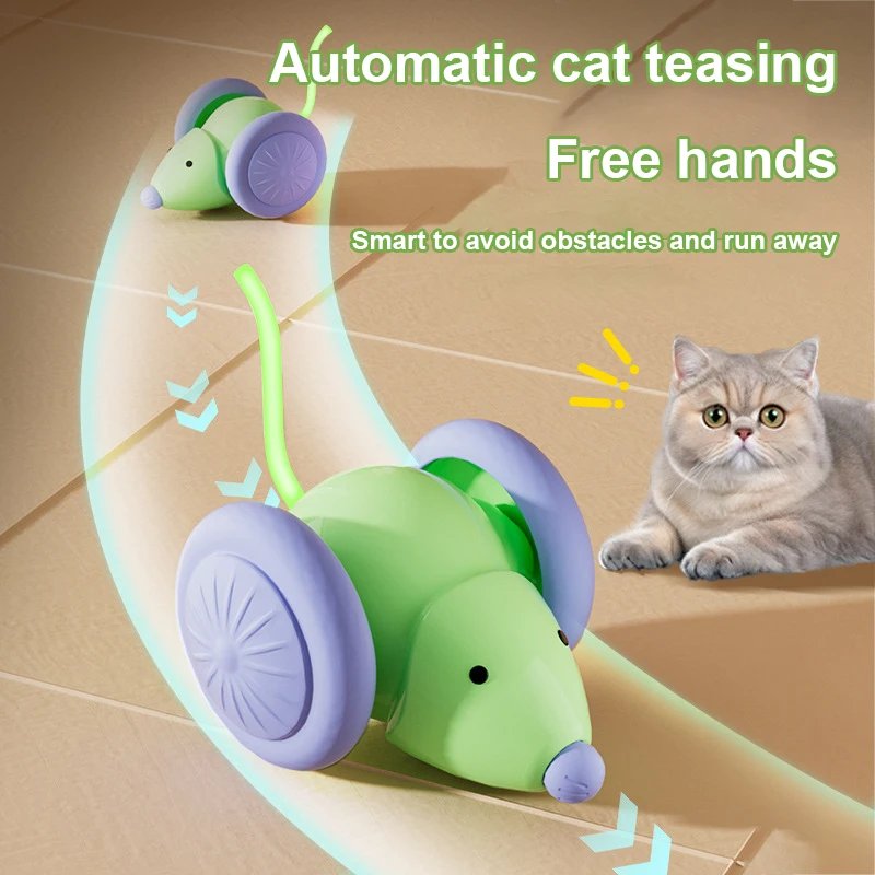 Automatic Sensing Moving Electric Pet Smart Mouse Vibrating Running Robot Laser Mice Speedy Tail New Cat Toys 2025