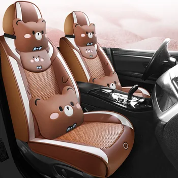 2025 New Summer 5 Seater Car Seat Cover Ice Silk Waterproof All Season Universal Cooling Car Seat Cover Full Set