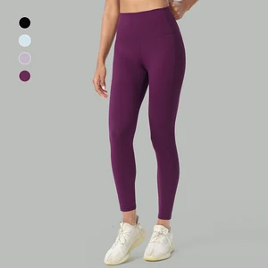 Quick Drying Yoga Gym Tights High Waist Knitted Yoga Pants with Ribbed Fabric Hidden Pocket for Sports Fitness Running Leggings