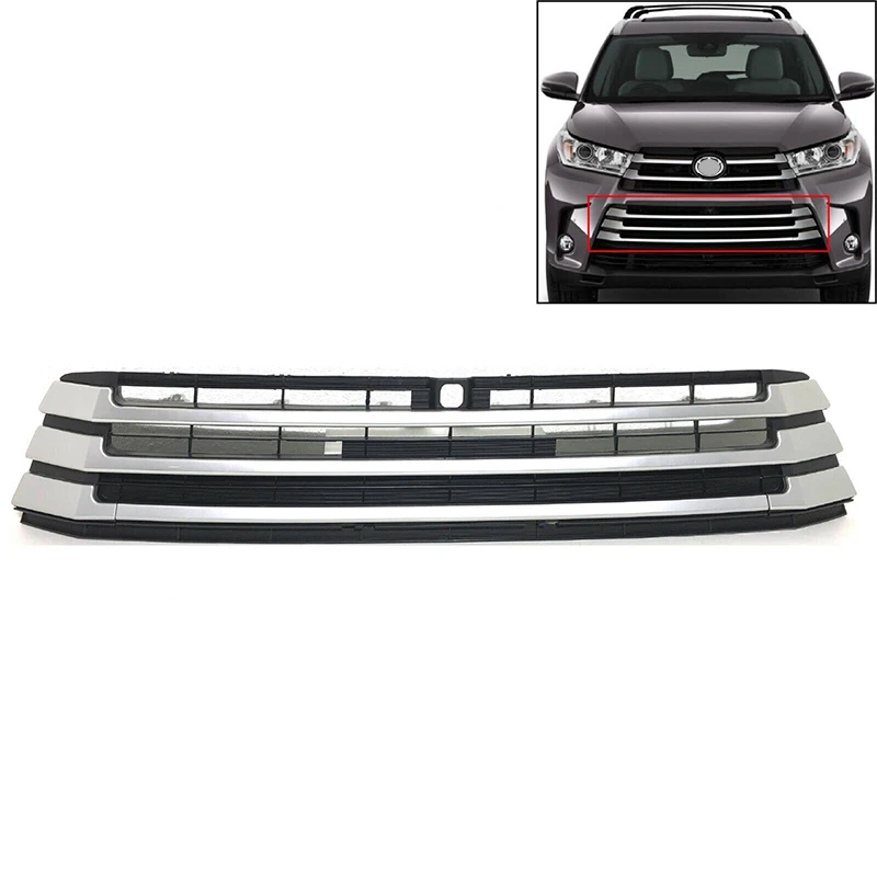 Saivis auto accessories car front silver bumper lower grille for 2017 2018 2019 Toyota Highlander