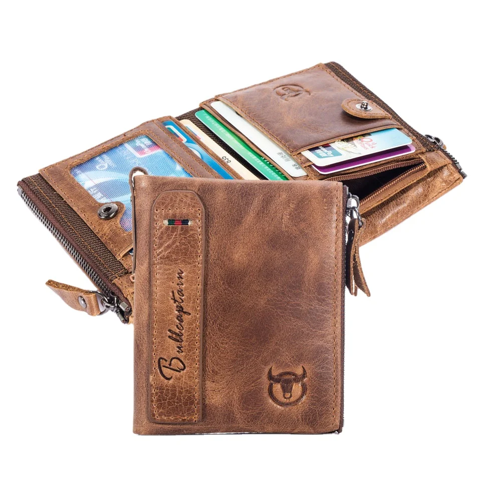 Amazon.com: BULLCAPTAIN Carteras para hombres con doble ventana de  identificación delgada bifold vintage cuero genuino bolsillo frontal  cartera QB-05#3, 36951.00041666667, S : Ropa, Zapatos y Joyería