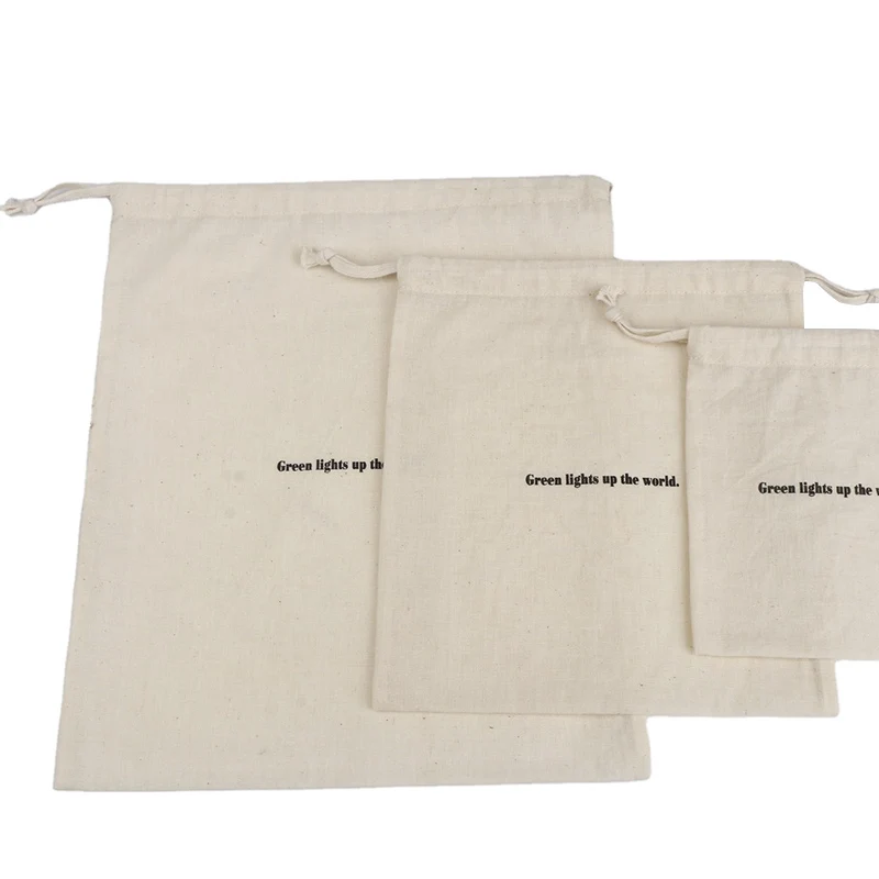 Custom Logo Silk Screen Print Organic Cotton Muslin Bags Double