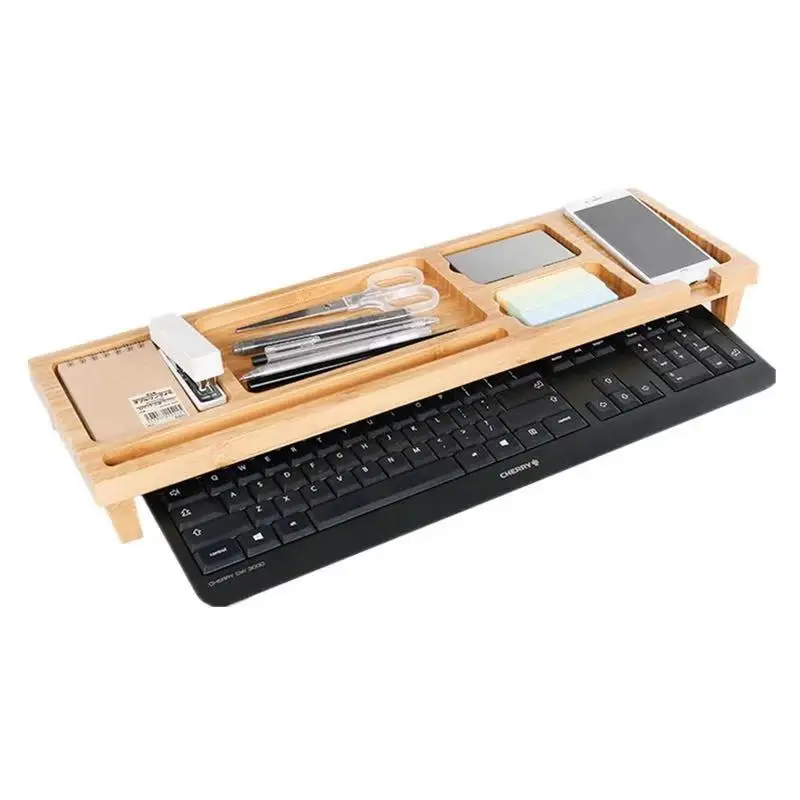Настольная бамбуковая полка для компьютера офисные принадлежности креативная
