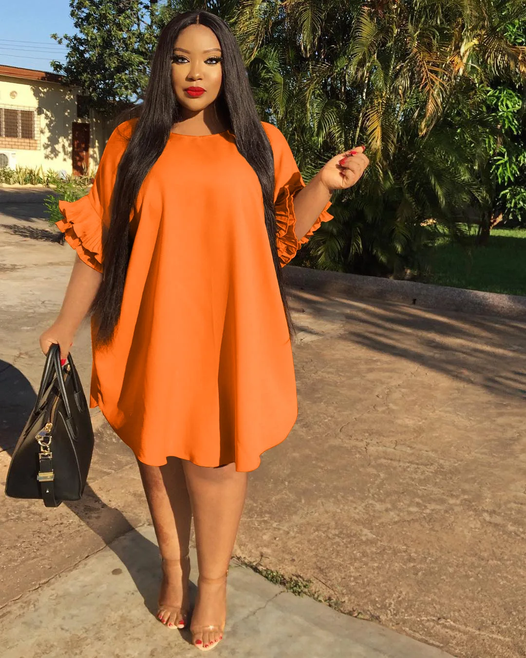 Wholesale Xl5xl Plus Size Women Clothing Solid Loose Casual Dresses