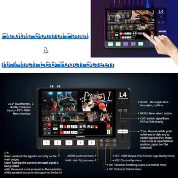 FEELWORLD L4 4x 2.0 1xSDI Video Mixer, 10.1" Touch Screen Control, Webcam Function, Custom Design Accepted detail image