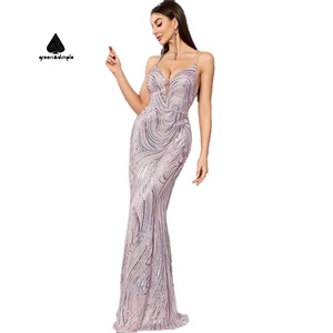 2026 Sexy Beautiful Evening Formal Party Night Club Luxurious Maxi Dress Elegant Gold Sequin Embroidered Ball Gown Prom Dress