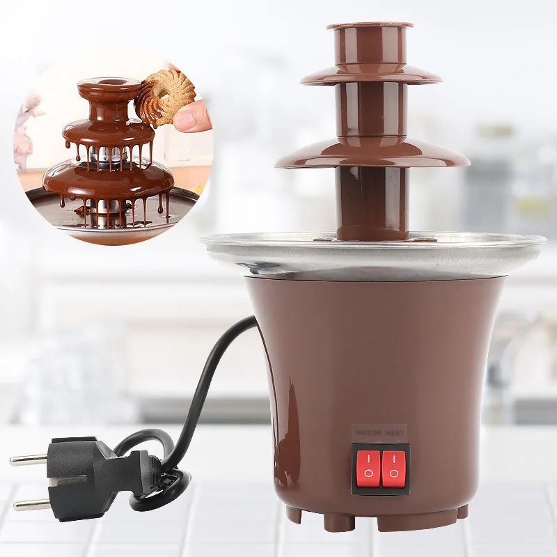 Lightton 3 Tiers Chocolate Fondue Fountain Stainless Steel Heated Chocolate Melting Machine,Only 0.5 Pound Capacity For Home Party Restaurant Hotel 