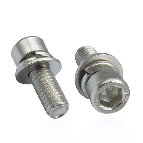 Factory wholesale 12.9Grade stainless steel hex screw m3m4m8 Nickel Plated Double Washer Hex Socket Head combination screw