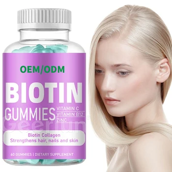 Private Label Biotin Gummies Multivitamin Nutrition Supplement for Hair Growth Strength Skin Nails Premium Vitamins Gummy