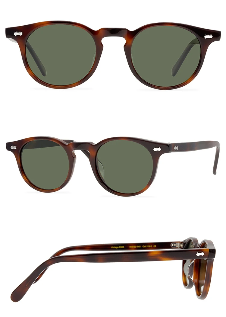 Óculos de Sol Circulares Polarizados com Proteção UV, Cor Verde_voghion.com