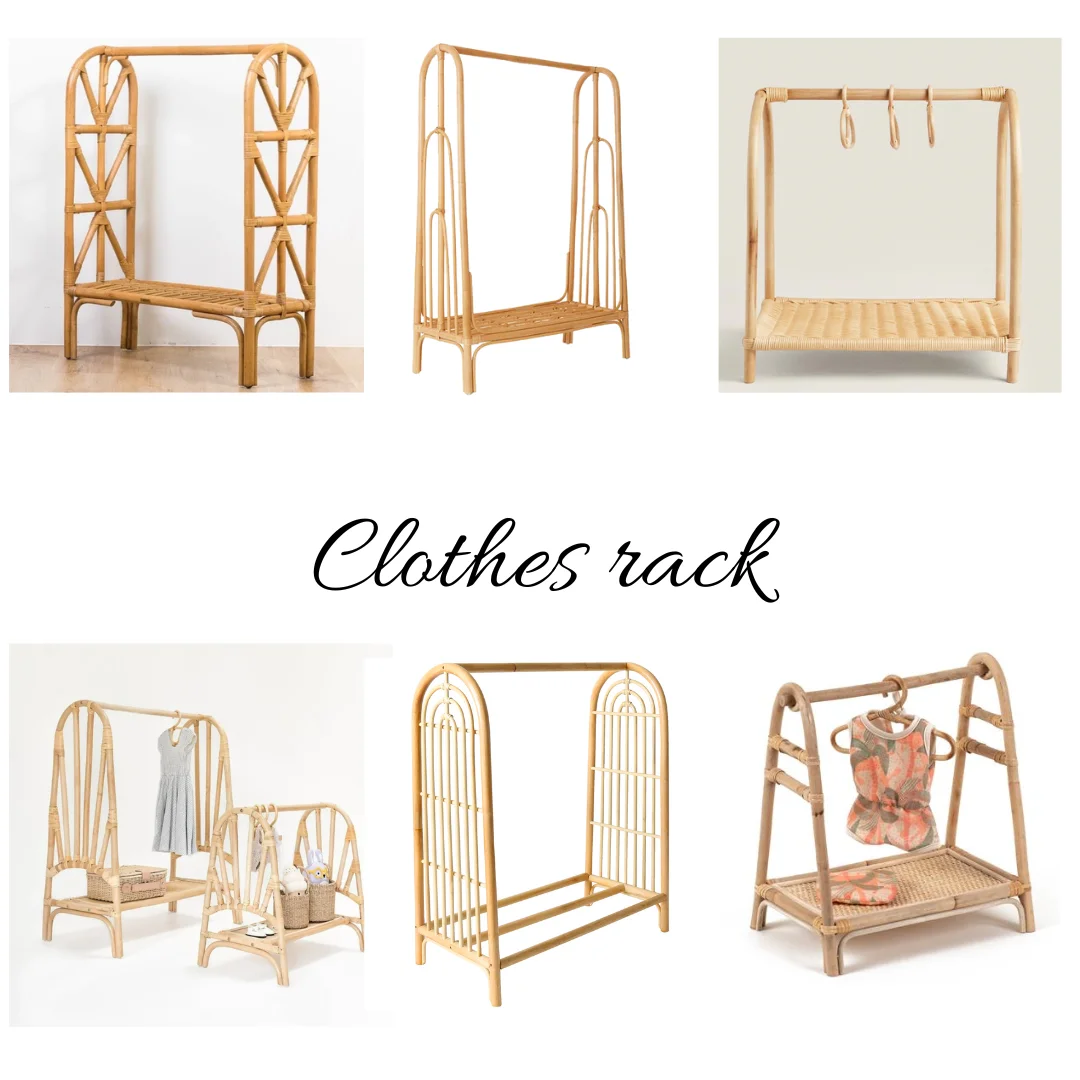 Rattan Floor Clothes Rack Nordic Rattan Coat Rack Household Storage ...