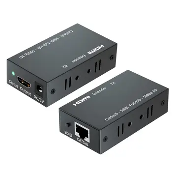 SY  HDMI Extender, 1080P Transmitter and Receiver Up to 60 Meters(196ft), HDMI Ethernet Over RJ45 Cat5e/6/7 Ethernet LAN Cable